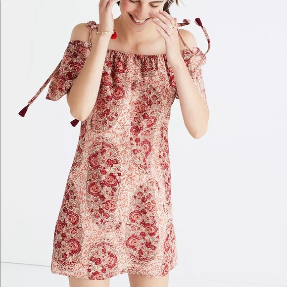 Madewell Dresses & Skirts - NWT Madewell Silk Cold Shoulder Paisley Dress